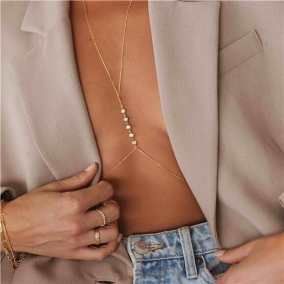 14K Gold Sexy Body Chains for Women, Waist Chain Beach Jewelry, Chain Belts for - Picture 2 of 8